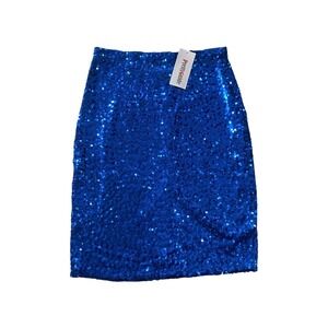 PrettyGuide Blue Sequin Pencil Skirt‎ L Knee Length Sparkle Party Occasion